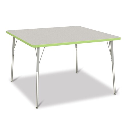 Jonti-Craft Berries Square Activity Table, 48 in. x 48 in., A-height, Freckled Gray/Key Lime/Gray 6418JCA130